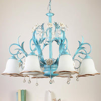 3/5/8-Bulb Up Chandelier Countryside Bedroom Lamp Blue - Rebooters