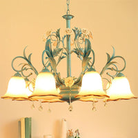 3/5/8-Bulb Up Chandelier Countryside Bedroom Lamp Blue - Rebooters