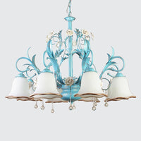 3/5/8-Bulb Up Chandelier Countryside Bedroom Lamp Blue - Rebooters