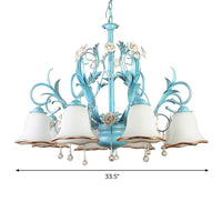 3/5/8-Bulb Up Chandelier Countryside Bedroom Lamp Blue - Rebooters