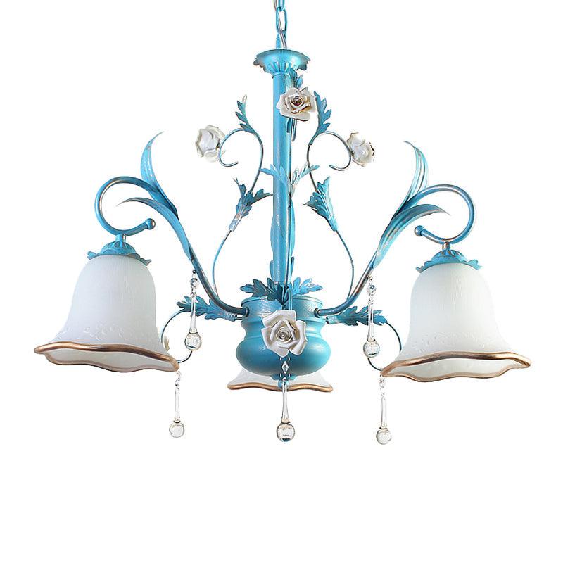 3/5/8-Bulb Up Chandelier Countryside Bedroom Lamp Blue - Rebooters