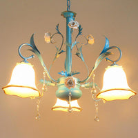 3/5/8-Bulb Up Chandelier Countryside Bedroom Lamp Blue - Rebooters