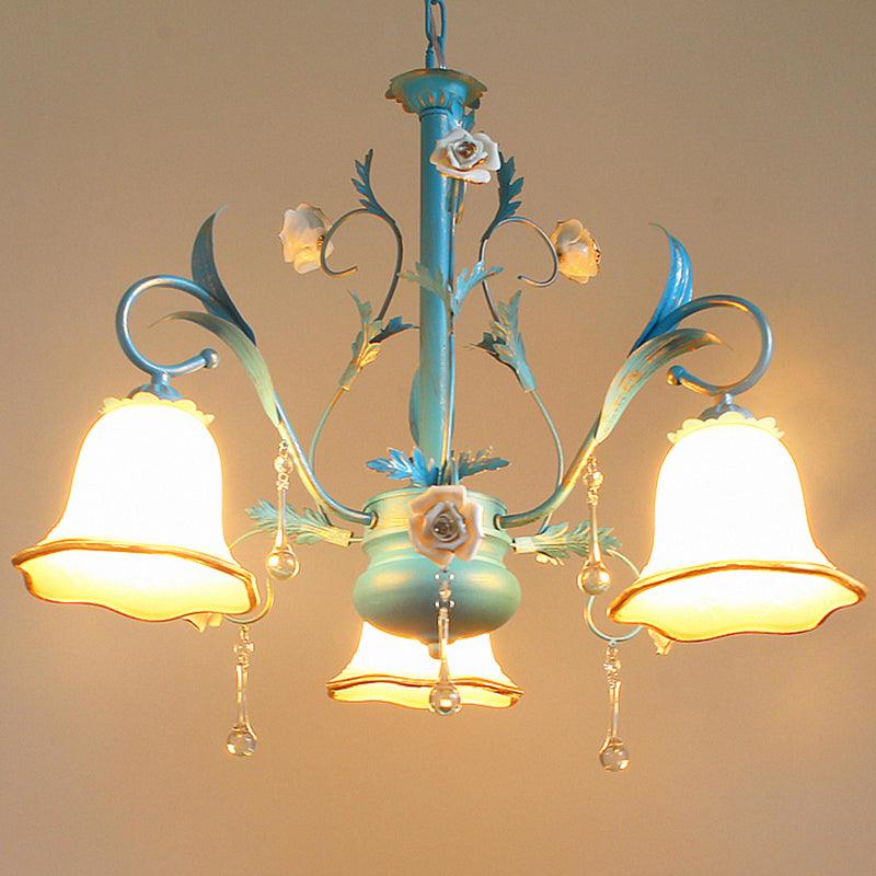 3/5/8-Bulb Up Chandelier Countryside Bedroom Lamp Blue - Rebooters