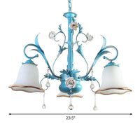3/5/8-Bulb Up Chandelier Countryside Bedroom Lamp Blue - Rebooters