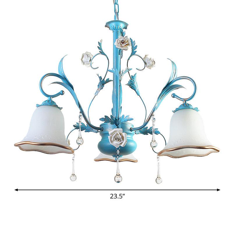 3/5/8-Bulb Up Chandelier Countryside Bedroom Lamp Blue - Rebooters
