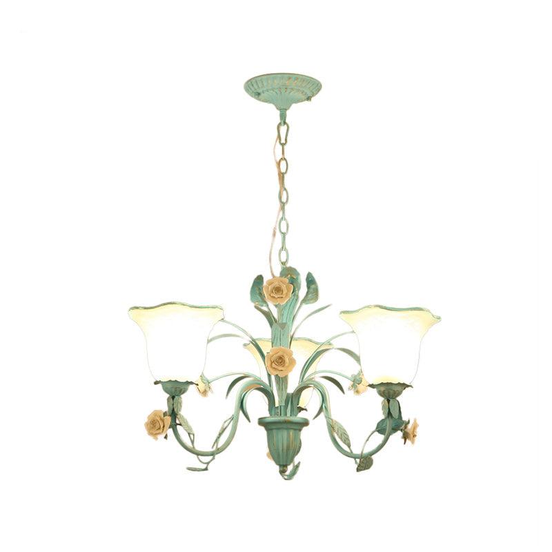 Floral Frosted Glass Hanging Chandelier 3/5-Light Blue - Rebooters