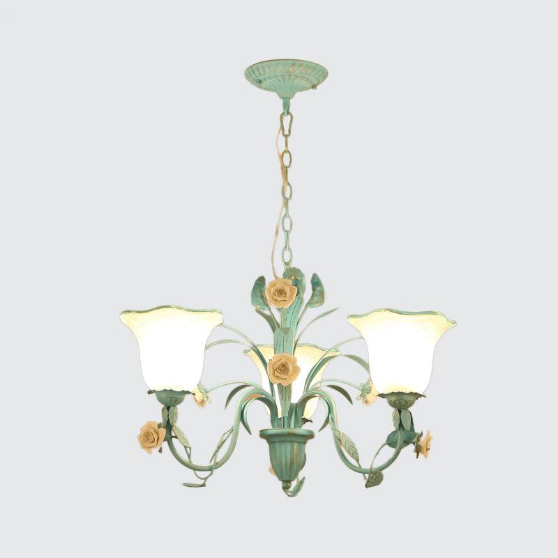 Floral Frosted Glass Hanging Chandelier 3/5-Light Blue - Rebooters