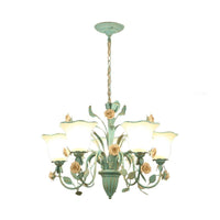 Floral Frosted Glass Hanging Chandelier 3/5-Light Blue - Rebooters