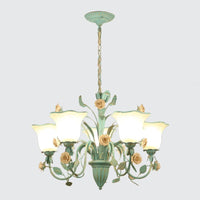 Floral Frosted Glass Hanging Chandelier 3/5-Light Blue - Rebooters