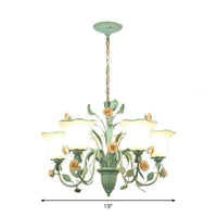 Floral Frosted Glass Hanging Chandelier 3/5-Light Blue - Rebooters