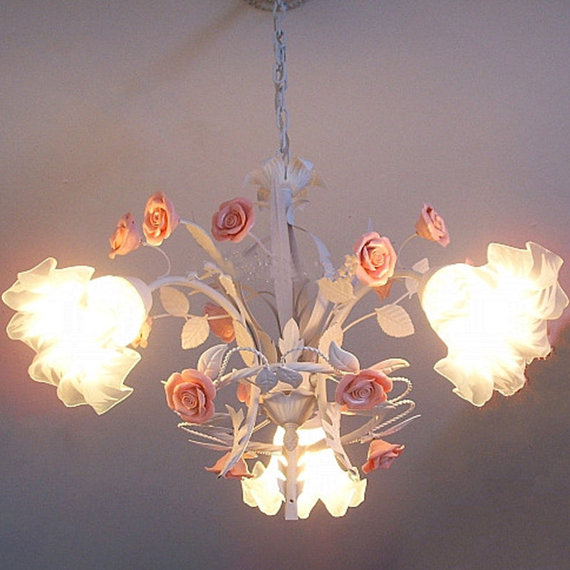 3 Bulbs Hanging Chandelier Romantic Pastoral Flower Light - Rebooters