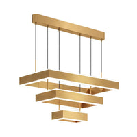 2/3 Tiers Square Rectangle Pendant Light Gold Finish Chandelier - Rebooters