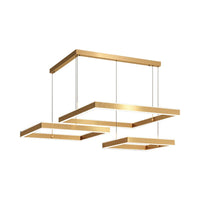 2/3 Tiers Square Rectangle Pendant Light Gold Finish Chandelier - Rebooters