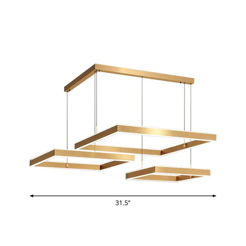 2/3 Tiers Square Rectangle Pendant Light Gold Finish Chandelier - Rebooters