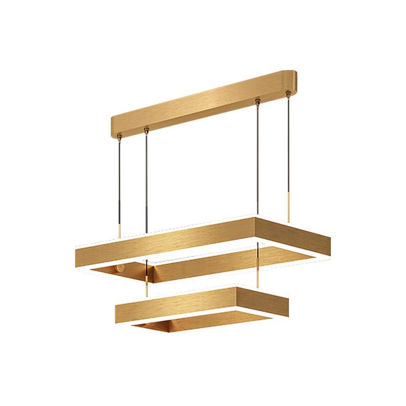 2/3 Tiers Square Rectangle Pendant Light Gold Finish Chandelier - Rebooters