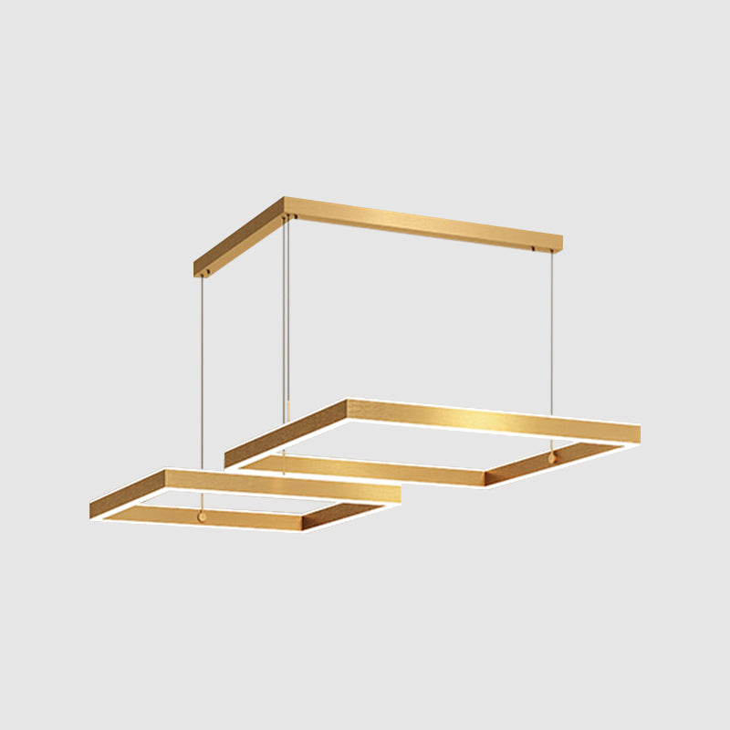 2/3 Tiers Square Rectangle Pendant Light Gold Finish Chandelier - Rebooters