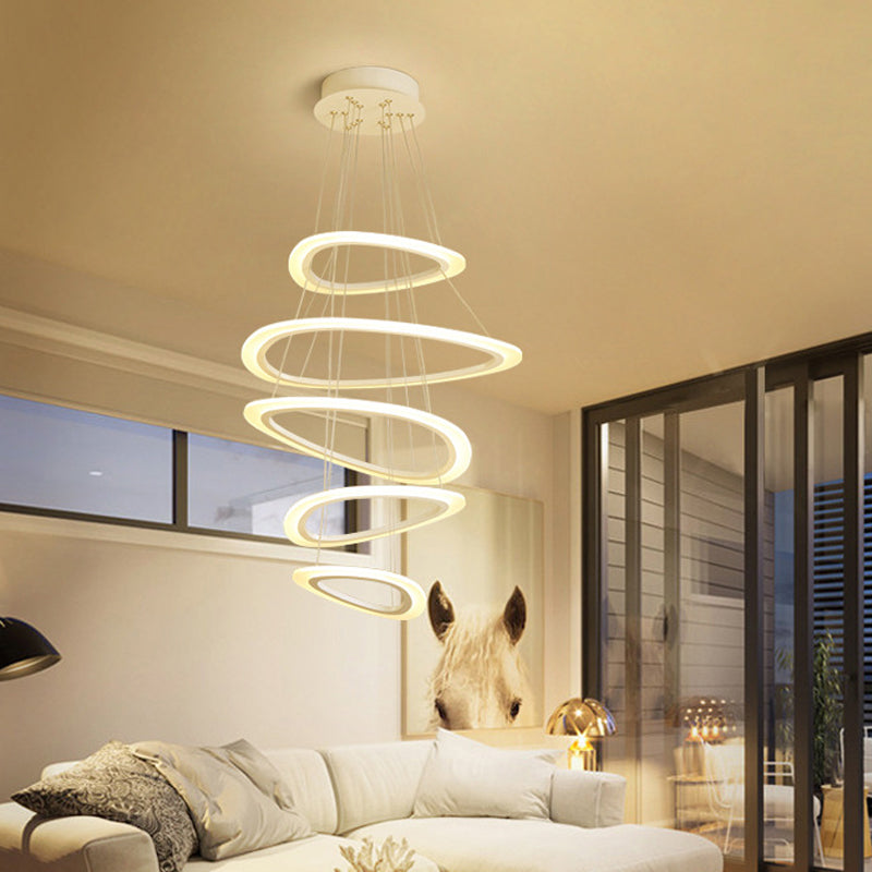 White Teardrop 4/5 Tiered Chandelier Simplicity LED Lamp - Rebooters