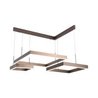 3-Square Aluminum Suspension Light Contemporary Brown LED Hanging Chandelier - Rebooters