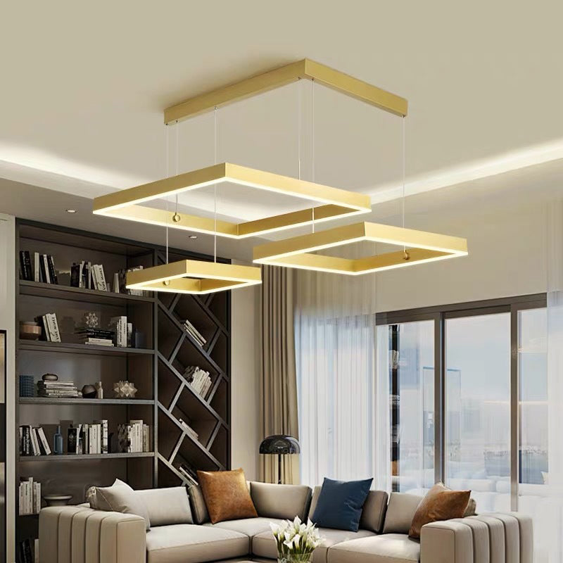 3-Head Living Room LED Pendant Light Minimalist Gold Coffee Chandelier - Rebooters