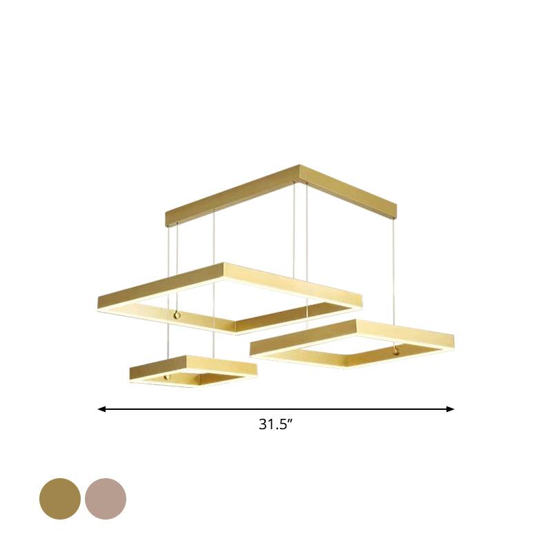 3-Head Living Room LED Pendant Light Minimalist Gold Coffee Chandelier - Rebooters