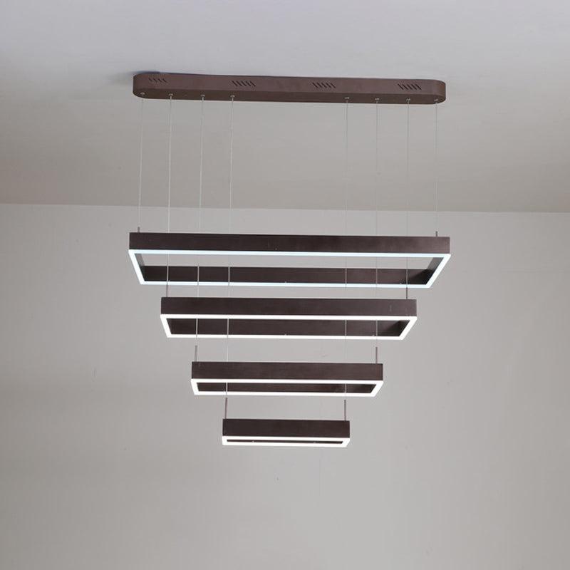 Modern LED Chandelier Coffee Tapered Pendant Light Acrylic - Rebooters