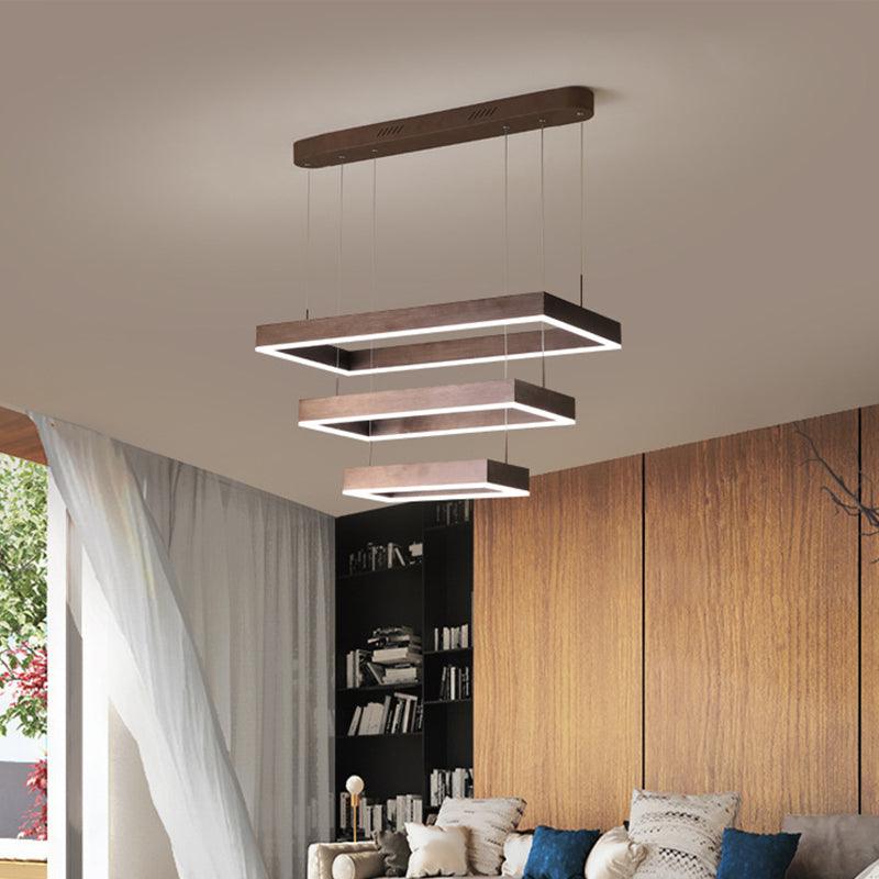 Modern LED Chandelier Coffee Tapered Pendant Light Acrylic - Rebooters