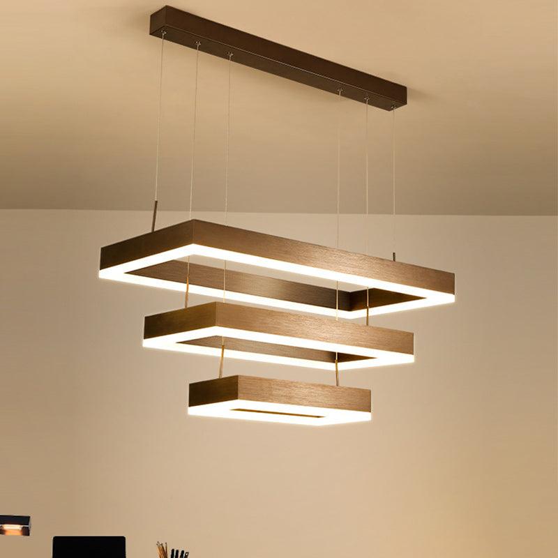 Modern LED Chandelier Coffee Tapered Pendant Light Acrylic - Rebooters