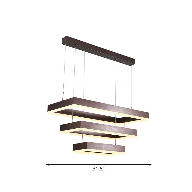 Modern LED Chandelier Coffee Tapered Pendant Light Acrylic - Rebooters