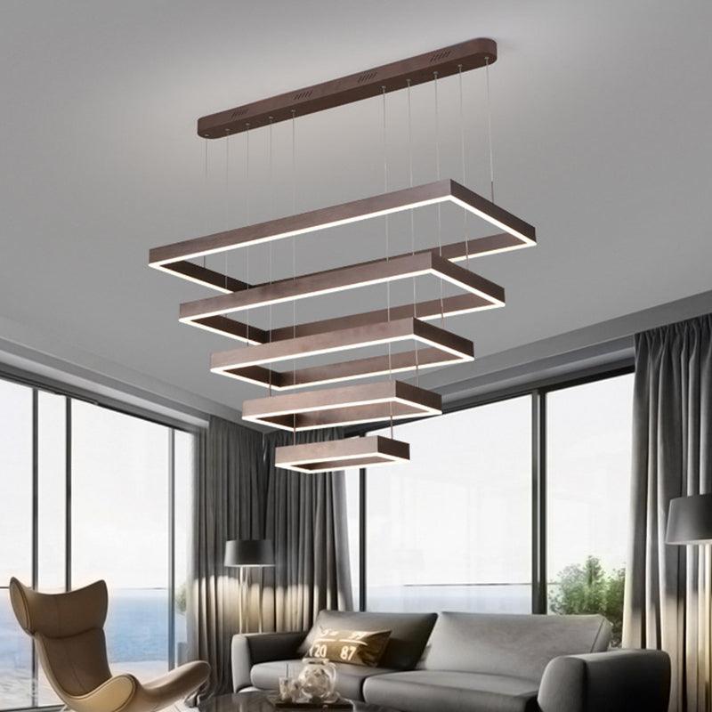 Modern LED Chandelier Coffee Tapered Pendant Light Acrylic - Rebooters