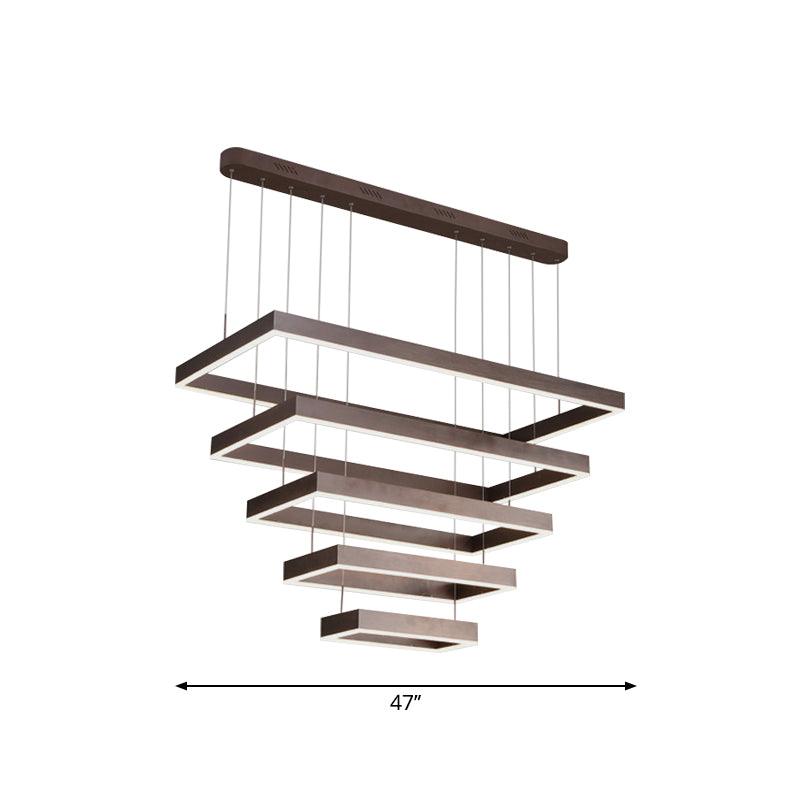 Modern LED Chandelier Coffee Tapered Pendant Light Acrylic - Rebooters