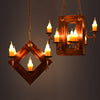 Brown 5/7 Lights Hanging Ceiling Light Industrial Wood Chandelier - Rebooters