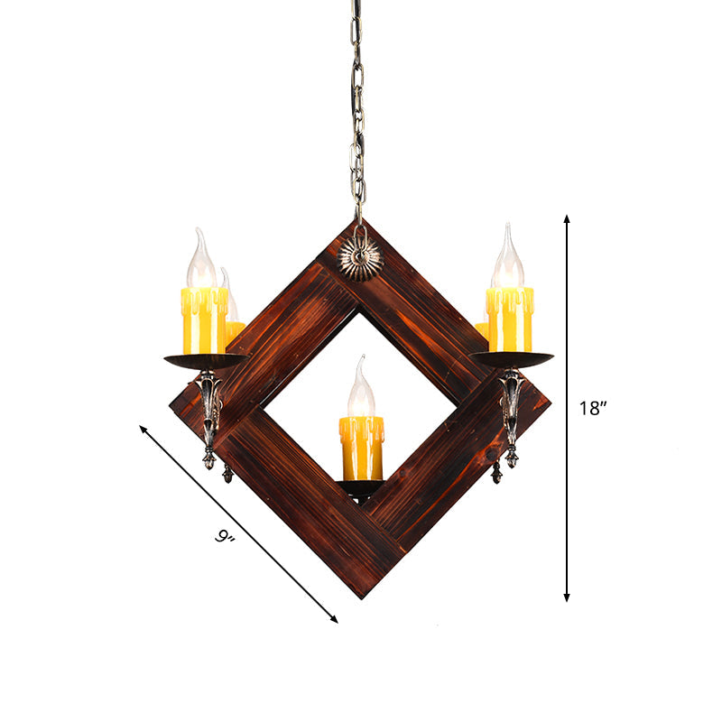 Brown 5/7 Lights Hanging Ceiling Light Industrial Wood Chandelier - Rebooters