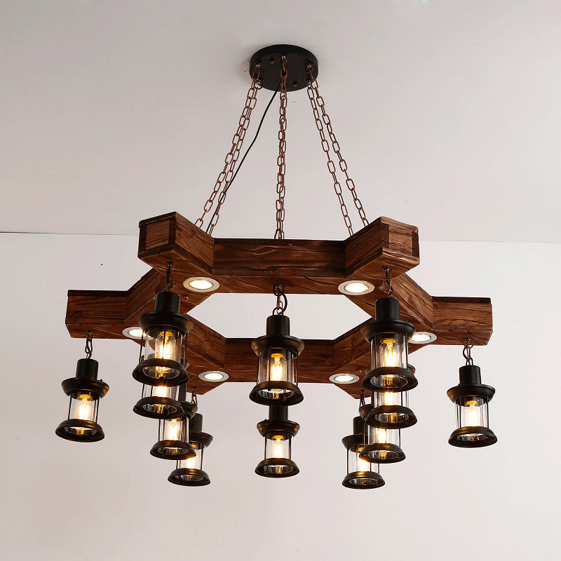 Wood Black Chandelier Lamp Tree Rudder 15 Heads Fixture - Rebooters