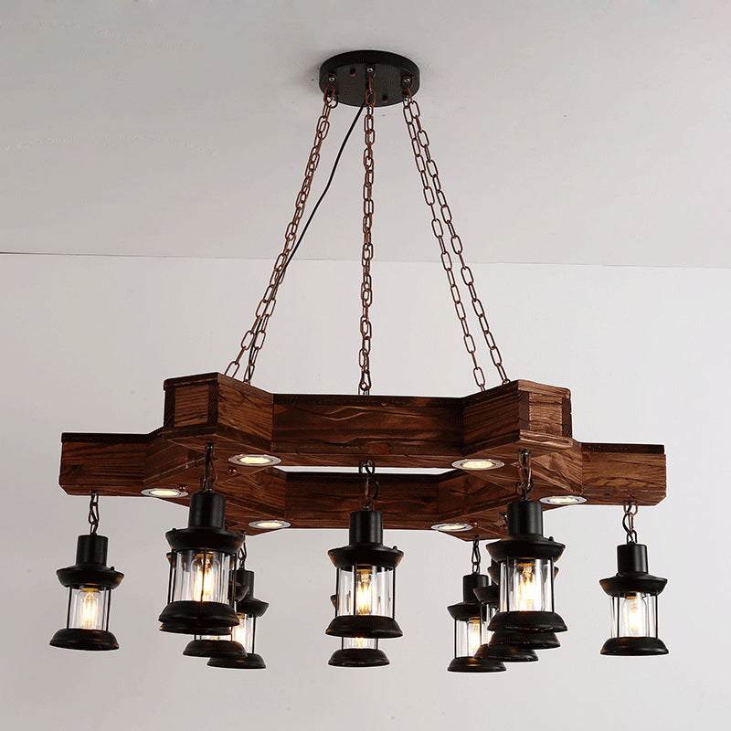 Wood Black Chandelier Lamp Tree Rudder 15 Heads Fixture - Rebooters