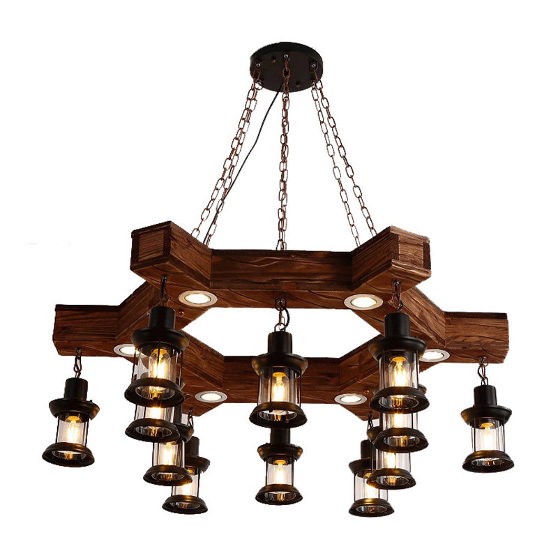 Wood Black Chandelier Lamp Tree Rudder 15 Heads Fixture - Rebooters