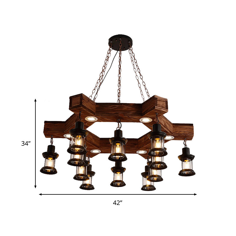 Wood Black Chandelier Lamp Tree Rudder 15 Heads Fixture - Rebooters