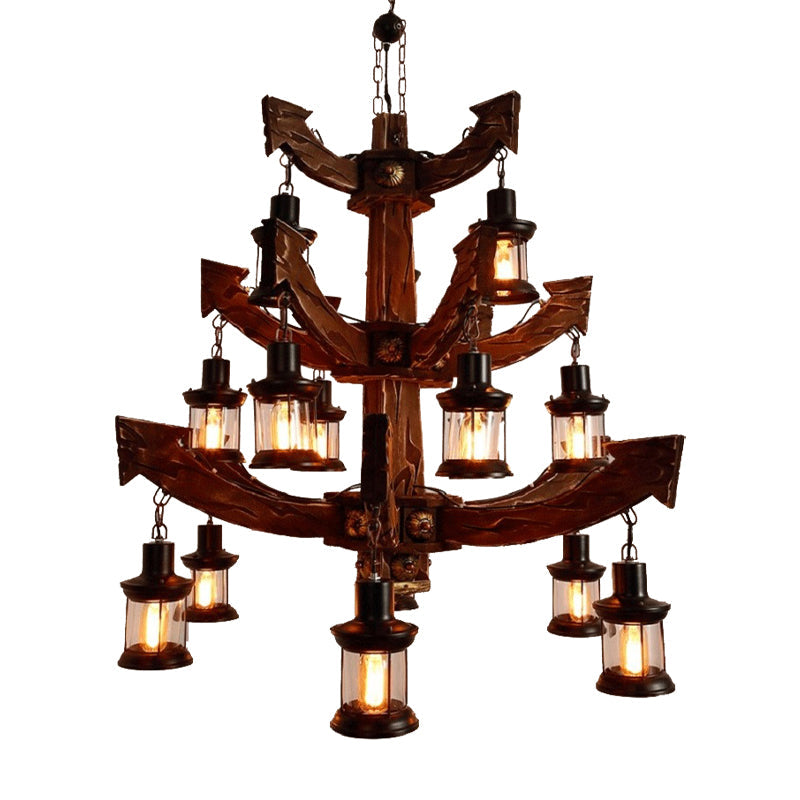 Wood Black Chandelier Lamp Tree Rudder 15 Heads Fixture - Rebooters