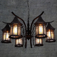Black 3/5/6 Heads Ceiling Light Industrial Glass Lantern Fixture - Rebooters