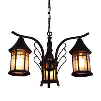 Black 3/5/6 Heads Ceiling Light Industrial Glass Lantern Fixture - Rebooters