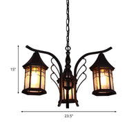 Black 3/5/6 Heads Ceiling Light Industrial Glass Lantern Fixture - Rebooters