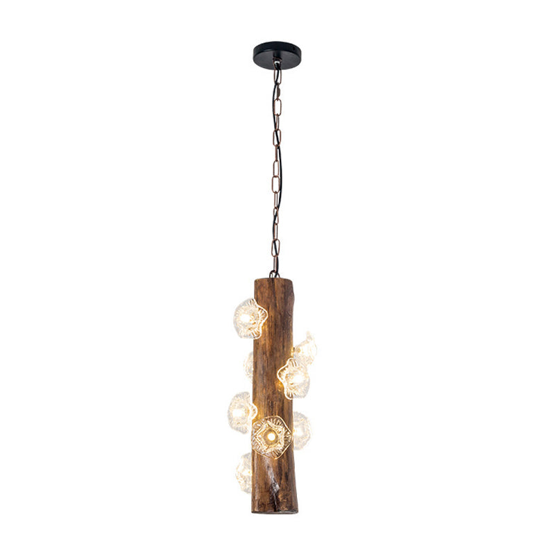 8 Heads Wood Hanging Chandelier Industrial Beige Flared Lamp - Rebooters