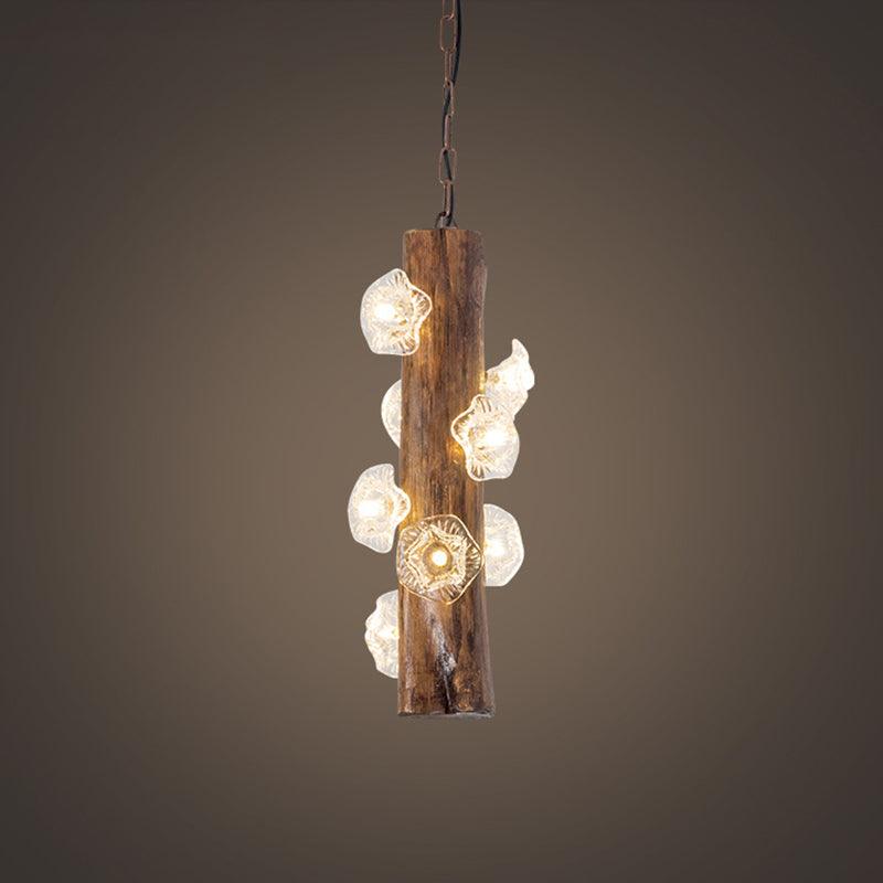 8 Heads Wood Hanging Chandelier Industrial Beige Flared Lamp - Rebooters