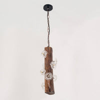 8 Heads Wood Hanging Chandelier Industrial Beige Flared Lamp - Rebooters
