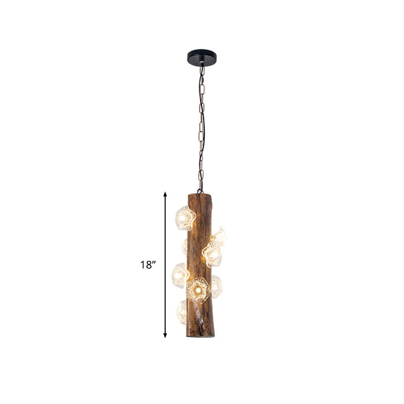 8 Heads Wood Hanging Chandelier Industrial Beige Flared Lamp - Rebooters