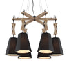 6 Heads Tapered Chandelier Lighting Industrial Black White Flaxen Wood Ceiling Lamp - Rebooters