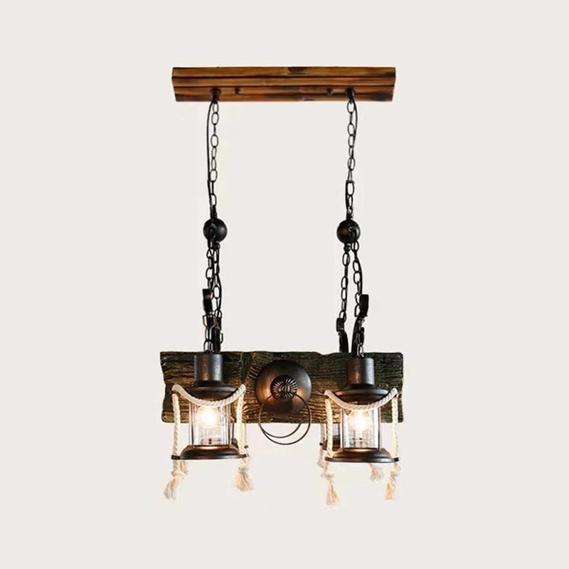 Lantern Clear Glass Chandelier Lamp Industrial 4/6 Heads Ceiling Light - Rebooters