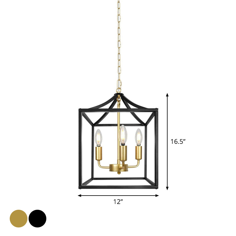 3 Lights Chandelier Lamp Industrial Kitchen Ceiling Pendant Black Gold - Rebooters