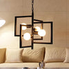 Square Living Room Pendant Chandelier Industrial Iron 4 Lights Black - Rebooters