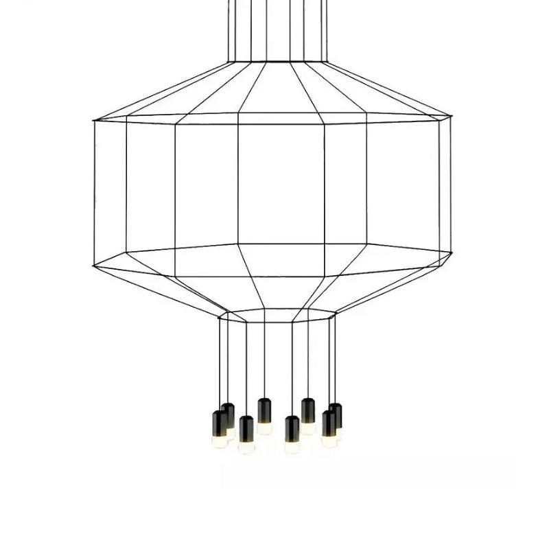 4/6/8 Heads Iron Pendant Light Industrial Black Hexagonal Chandelier - Rebooters