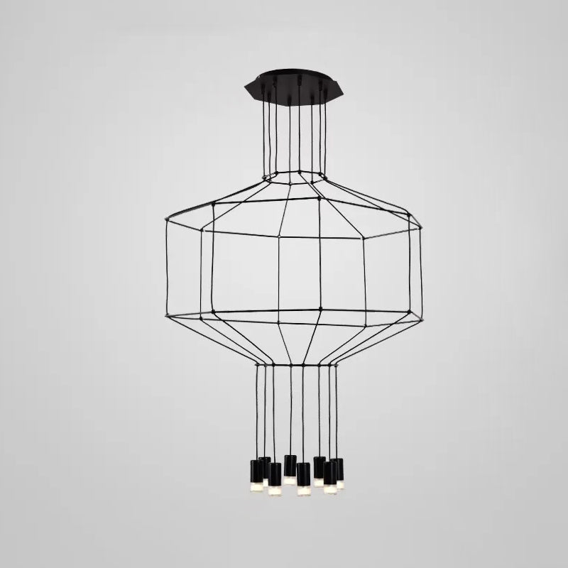 4/6/8 Heads Iron Pendant Light Industrial Black Hexagonal Chandelier - Rebooters